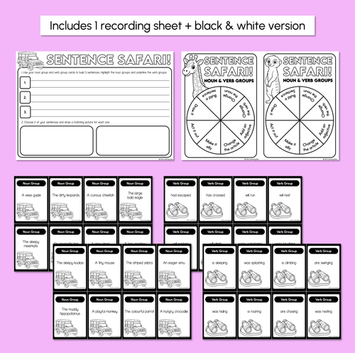 Resource preview 4 for Sentence Safari - Noun & Verb Groups Game