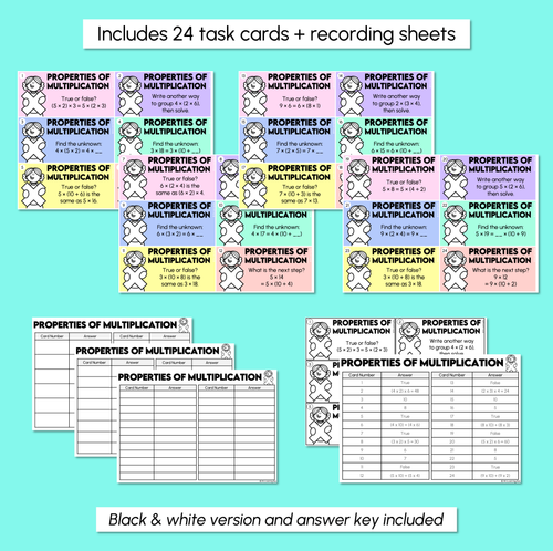Resource preview 3 for Properties of Multiplication - Commutative, Associative & Distributive Properties - Multiplication Task Cards