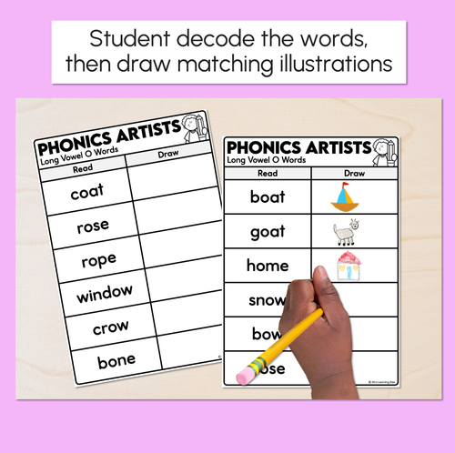 Resource preview 2 for Phonics Artists - Long Vowel O Words - Decodable Words Activity