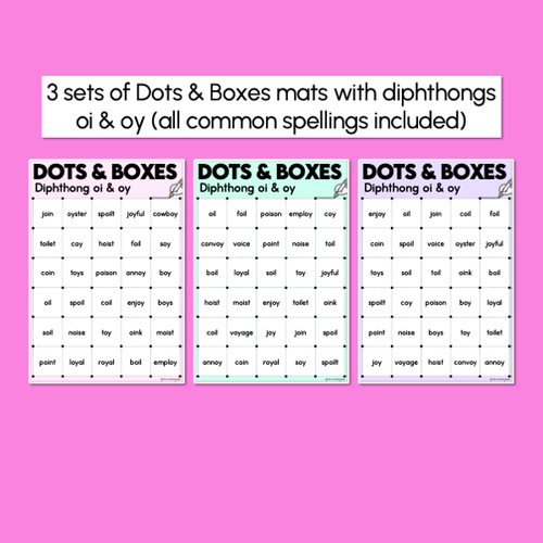 Resource preview 2 for Dots and Boxes Phonics Game - Diphthong OI OY Words