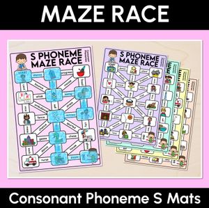 Consonant Phoneme S Words Maze Race - Consonant S Words Mats