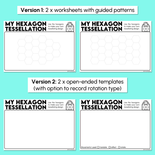 Resource preview 3 for My Hexagon Tessellation – Worksheets