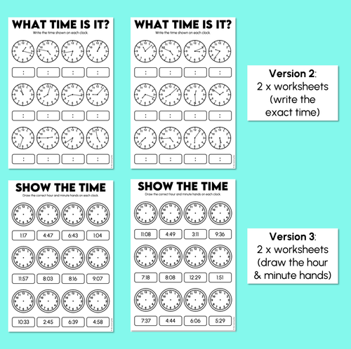 Resource preview 4 for What Time Is It? - Time to the Minute Printables