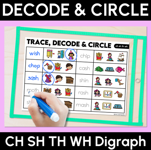 Resource preview 3 for Trace, Decode & Circle - Consonant Digraph Decodable Word Mats Bundle