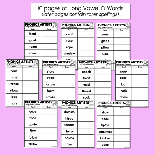 Resource preview 3 for Phonics Artists - Long Vowel O Words - Decodable Words Activity