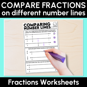Fractions on Different Number Lines - Comparing Fractions Worksheets