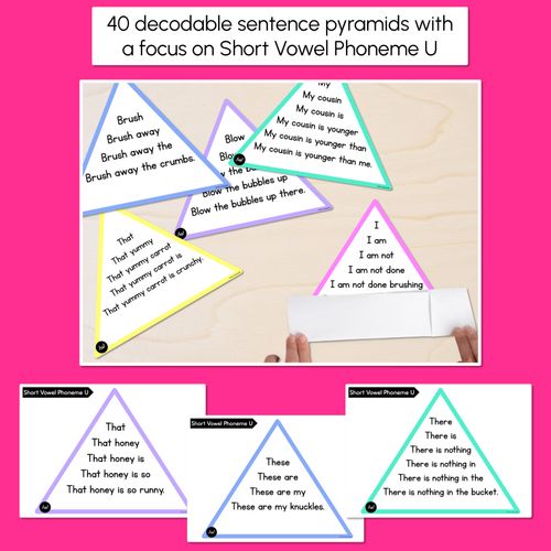 Resource preview 2 for SHORT VOWEL PHONEME U WORDS - Decodable Sentence Pyramids - Phonics Fluency