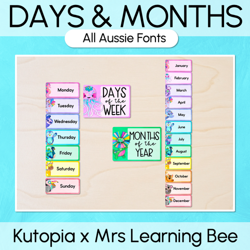 Resource preview 1 for Days of the Week & Months of the Year Display - Rainbow Watercolour - The Kutopia Collection 