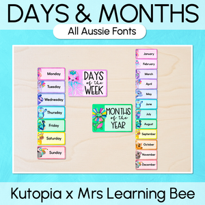 Days of the Week & Months of the Year Display - Rainbow Watercolour - The Kutopia Collection 