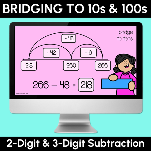 Resource preview 1 for Bridging to 10s and 100s - 2-Digit & 3-Digit Number Subtraction Slides