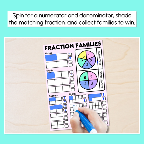Resource preview 2 for Fraction Families - Fraction Spinner Mats