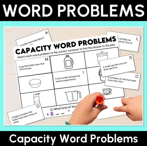 Resource preview 1 for Capacity Word Problems Worksheet