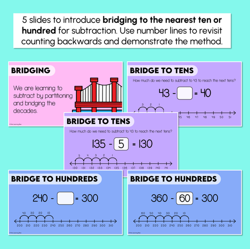 Resource preview 2 for Bridging to 10s and 100s - 2-Digit & 3-Digit Number Subtraction Slides