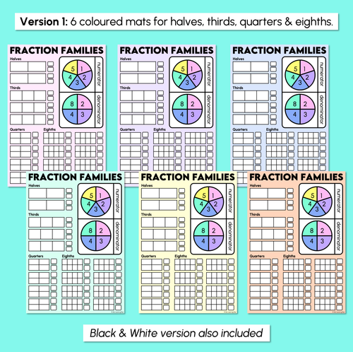 Resource preview 3 for Fraction Families - Fraction Spinner Mats
