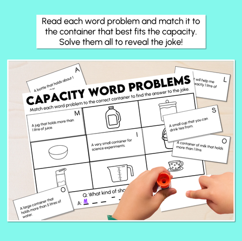 Resource preview 2 for Capacity Word Problems Worksheet