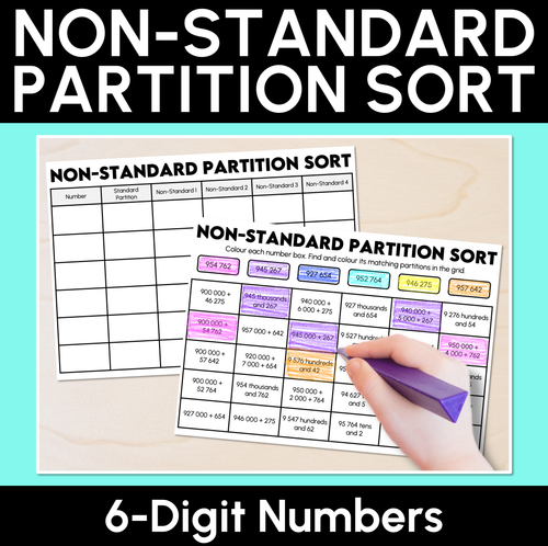 Resource preview 1 for Non-standard Partition Sort - 6-Digit Numbers Matching Activity