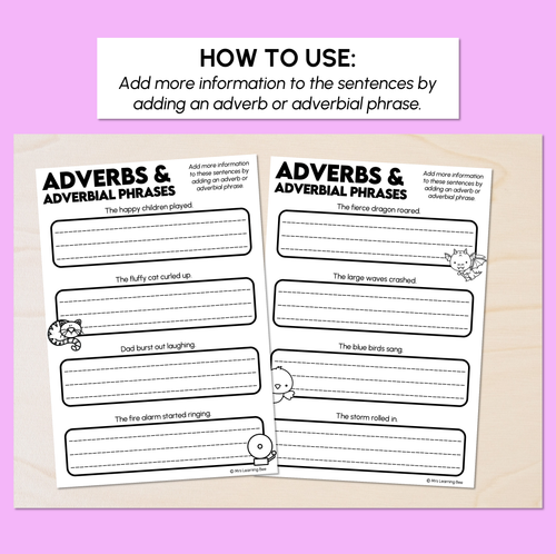 Resource preview 2 for Adverbs & Adverbial Phrases Sentence Printables