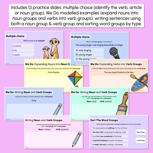 Resource preview 3 for Expanding Sentences with Nouns & Verb Groups Explicit Teaching Slides