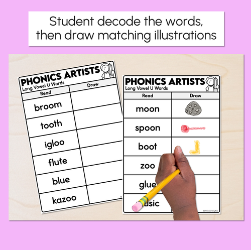 Resource preview 2 for Phonics Artists - Long Vowel U Words - Decodable Words Activity