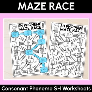 Consonant Phoneme SH Words Maze Race - Consonant SH Words Worksheets