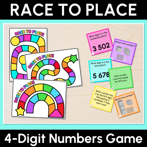 Resource preview 1 for Race to Place Math Game - 4-Digit Numbers