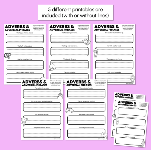 Resource preview 3 for Adverbs & Adverbial Phrases Sentence Printables