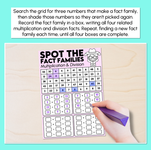 Resource preview 2 for Spot the Fact Families - Multiplication and Division Mats