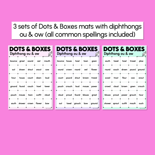 Resource preview 2 for Dots and Boxes Phonics Game - Diphthong OU OW Words