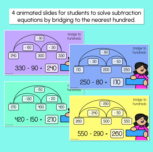 Resource preview 4 for Bridging to 10s and 100s - 2-Digit & 3-Digit Number Subtraction Slides