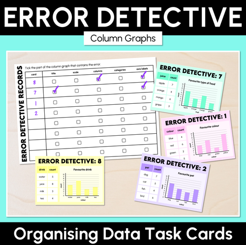 Error Detective - Organising Data Task Cards - Mrs Learning Bee