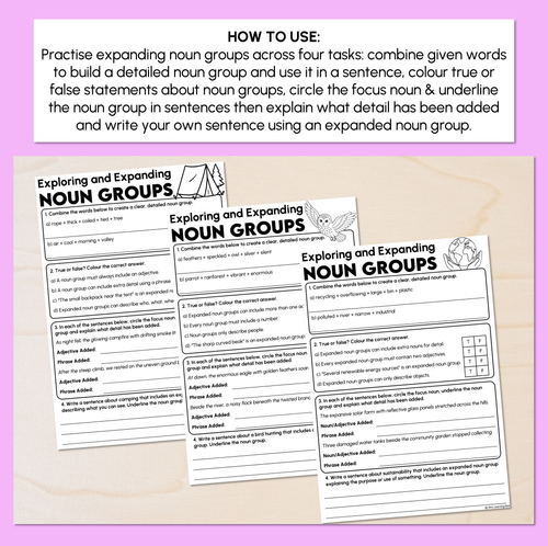 Resource preview 2 for Expanding Noun Groups Worksheets