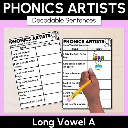 Resource preview 4 for Phonics Artists - Long Vowels Decodable Sentences Activity Bundle