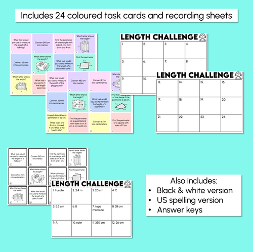 Resource preview 3 for Measuring and Converting Length - Length Challenge Task Cards