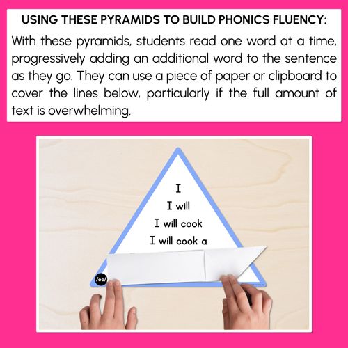 Resource preview 3 for SHORT VOWEL PHONEME SHORT OO WORDS - Decodable Sentence Pyramids - Phonics Fluency