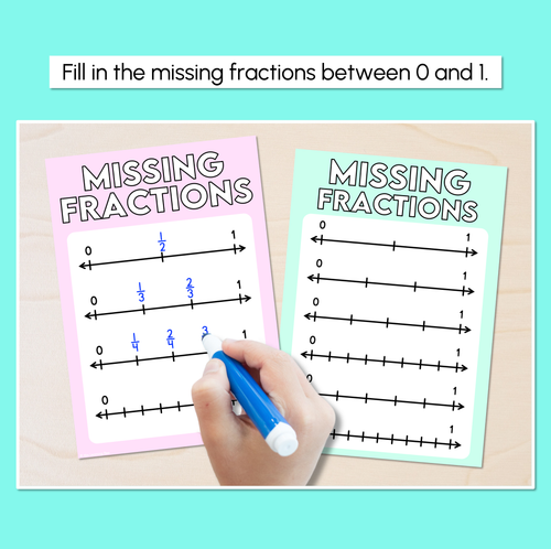 Resource preview 2 for Missing Fractions - Fractions on a Number Line Task Mats