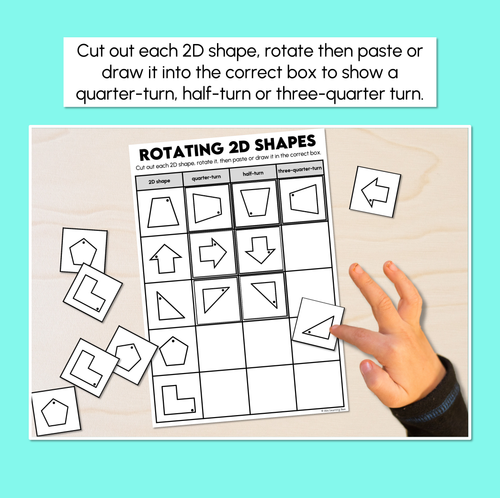 Resource preview 2 for Rotating 2D Shapes Worksheets – Quarter, Half & Three-Quarter Turns