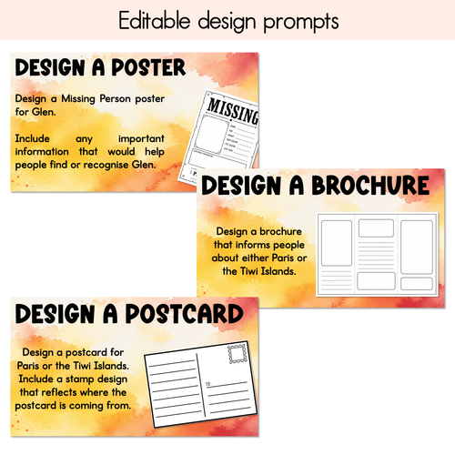 Resource preview 4 for Tiwi in Paris Editable Slides - Differentiated Writing, Maths and Design Prompts - Book Week 2026