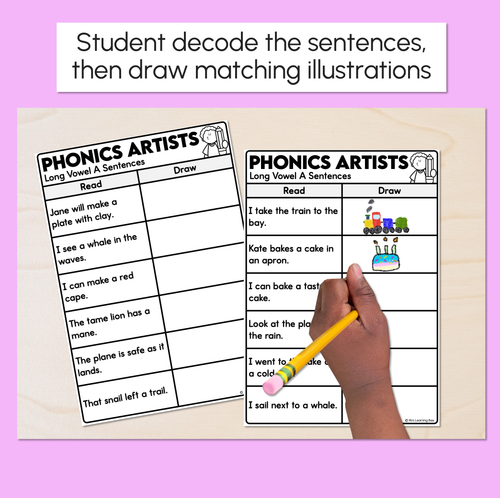 Resource preview 2 for Phonics Artists - Long Vowel A Words - Decodable Sentences Activity