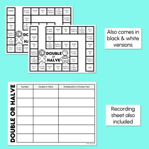 Resource preview 4 for Double or Halve - Doubles & Halves Board Game