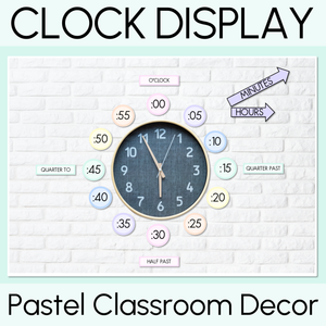 Pastel Classroom Decor Clock Display