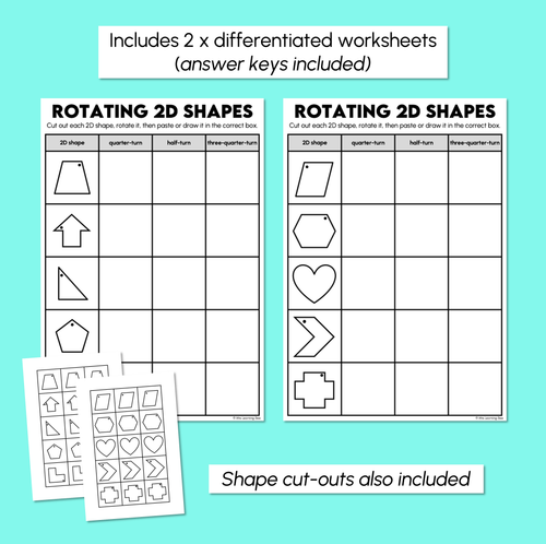 Resource preview 3 for Rotating 2D Shapes Worksheets – Quarter, Half & Three-Quarter Turns