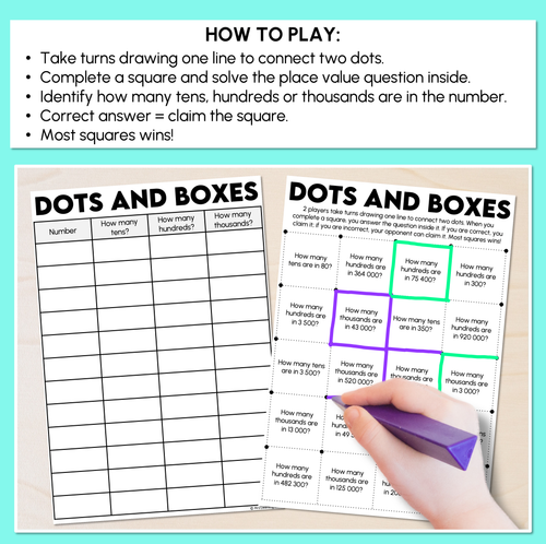 Resource preview 2 for Dots & Boxes - Place Value Activity