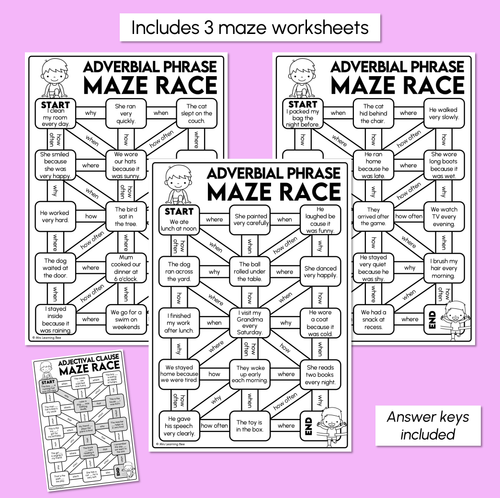 Resource preview 3 for Adverbial Phrase Maze Race