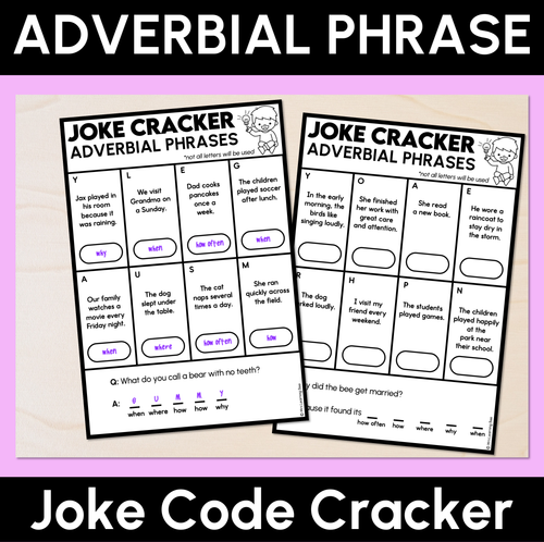 Resource preview 1 for Joke Code Cracker - Adverbial Phrase