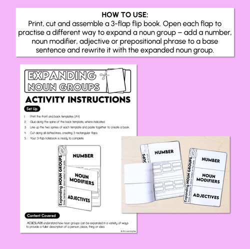 Resource preview 2 for Expanding Noun Groups Flip Book Activity