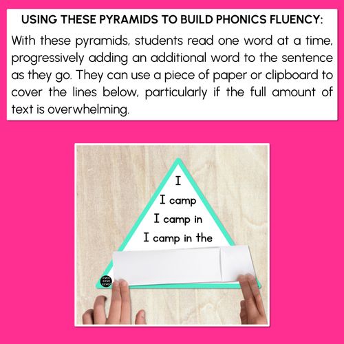 Resource preview 4 for Decodable Sentences Pyramids - CVCC CCVC CCVCC Words - Phonics Fluency