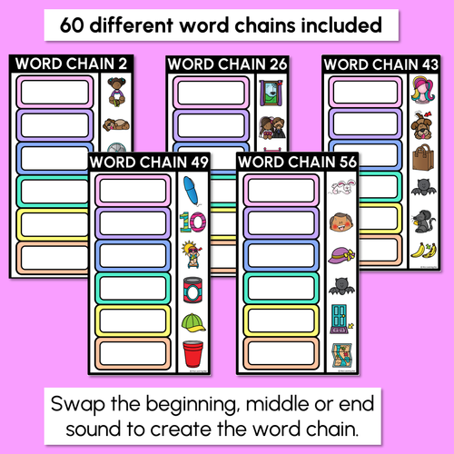 Resource preview 2 for CVC Word Chains for Beginning, Middle and End Sounds