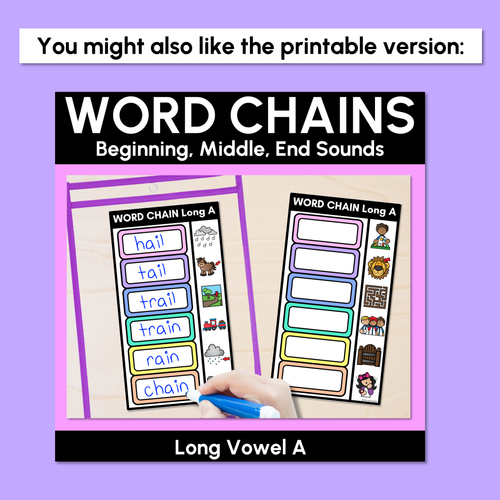 Resource preview 4 for Long Vowel A Word Chains for Beginning, Middle & End Sounds - Decodable PowerPoint