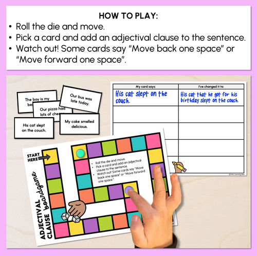 Resource preview 2 for Adjectival Clause Board Game