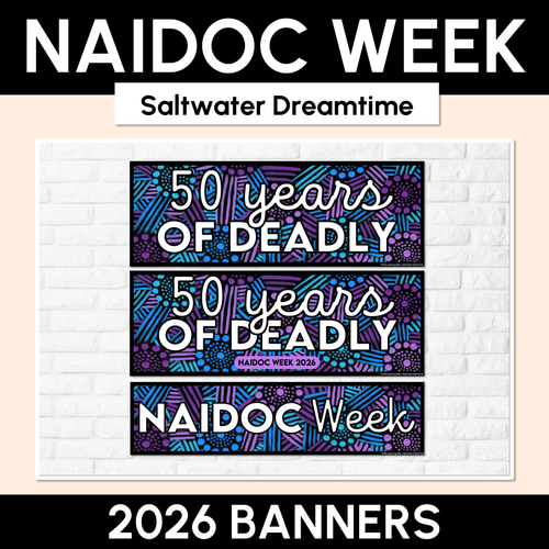 Resource preview 1 for NAIDOC WEEK 2026 Editable Headers - Saltwater Dreamtime